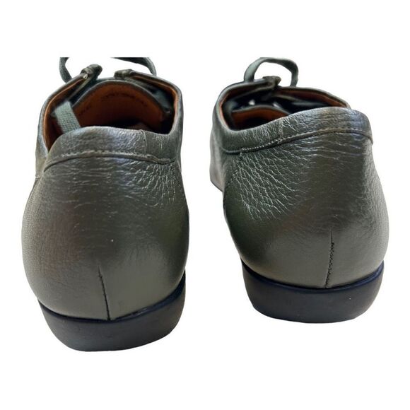 Mileno Womens Leather Lace Up Round Toe Loafer Comfort Shoes Olive Green Size 38 - Picture 7 of 9